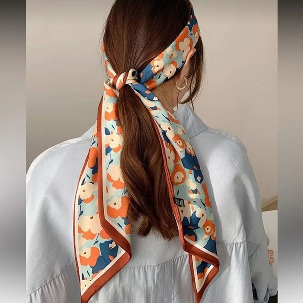 Floral Head Scarf in Orange A1581